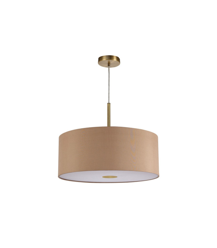 Baymont Antique Brass E27 Single Pendant With 50cm x 20cm Dual Faux Silk Shade Antique Gold/Ruby-5