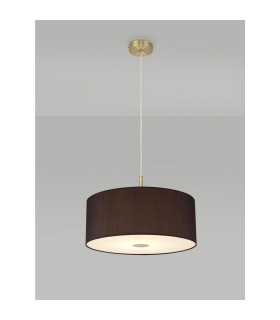 Baymont Antique Brass E27 Single Pendant With 50cm x 20cm Faux Silk Shade Black/White Laminate-2