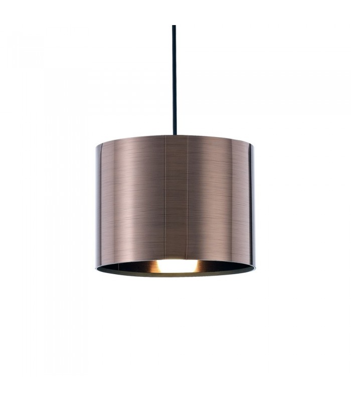 Black Ceiling Pendant 1 Light E27 with 200 x 150mm Metallic Bronze Cylinder Shade, c, w Ceiling Bracket - 4