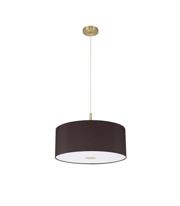 Baymont Antique Brass E27 Single Pendant With 50cm x 20cm Faux Silk Shade Black/White Laminate-5