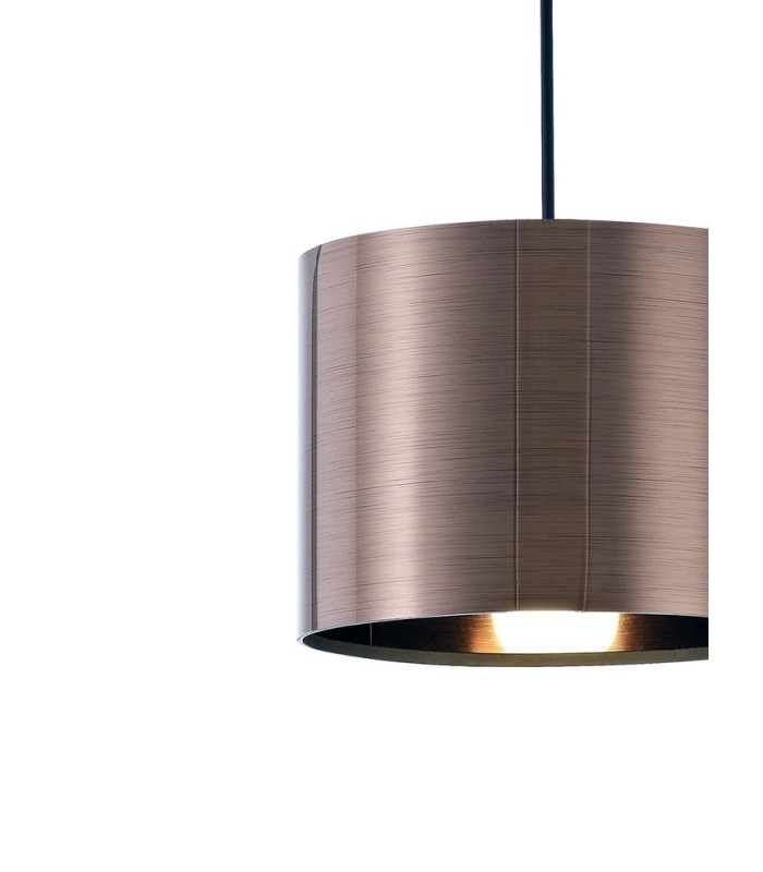 Black Ceiling Pendant 1 Light E27 with 200 x 150mm Metallic Bronze Cylinder Shade, c, w Ceiling Bracket - 5