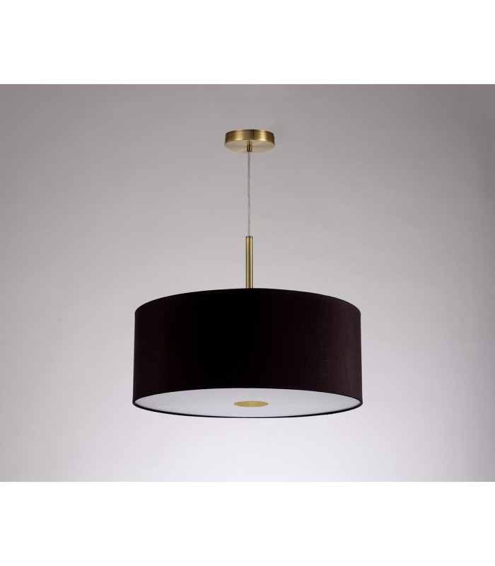 Baymont Antique Brass E27 Single Pendant With 50cm x 20cm Dual Faux Silk Shade Black/Green Olive-14
