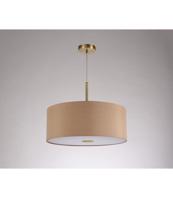 Baymont Antique Brass E27 Single Pendant With 50cm x 20cm Dual Faux Silk Shade Antique Gold/Ruby-14
