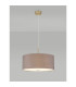 Baymont Antique Brass E27 Single Pendant With 50cm x 20cm Faux Silk Shade Grey/White Laminate-2