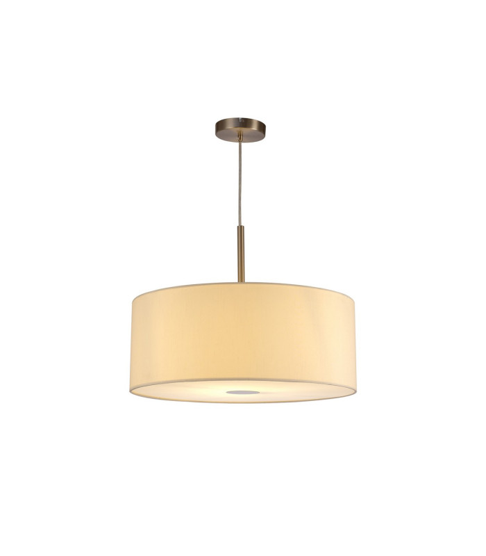 Baymont Satin Nickel E27 Single Pendant With 50cm Faux Silk Shade Ivory Pearl/White Laminate-4