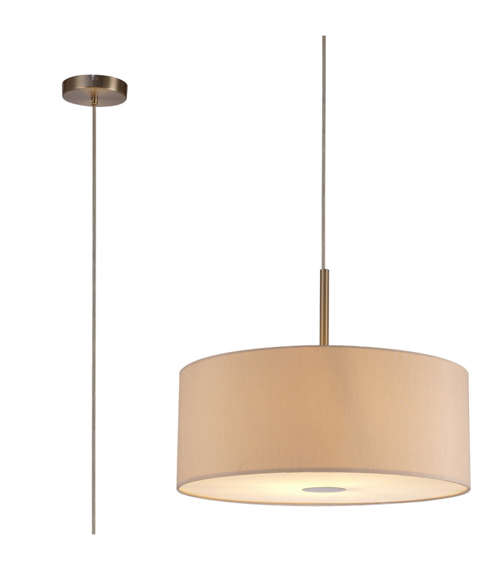 Baymont Satin Nickel E27 Single Pendant With 50cm Dual Faux Silk Shade Nude Beige/Moonlight-1