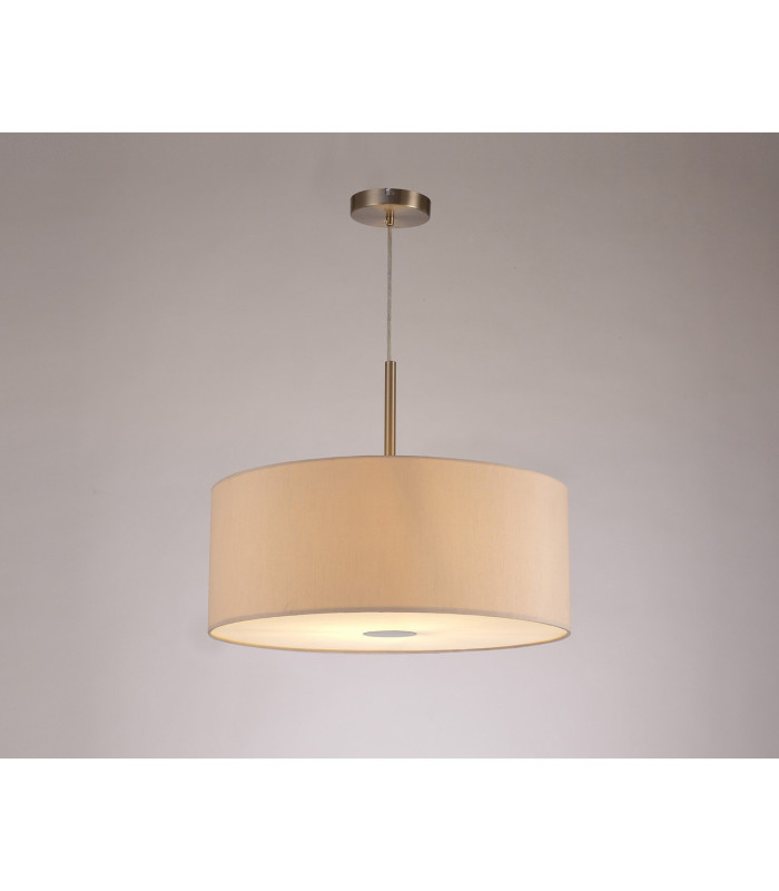 Baymont Satin Nickel E27 Single Pendant With 50cm Dual Faux Silk Shade Nude Beige/Moonlight-2
