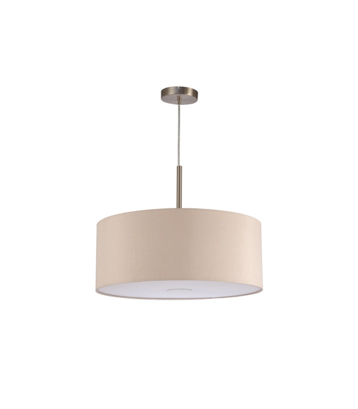 Baymont Satin Nickel E27 Single Pendant With 50cm Dual Faux Silk Shade Nude Beige/Moonlight-5