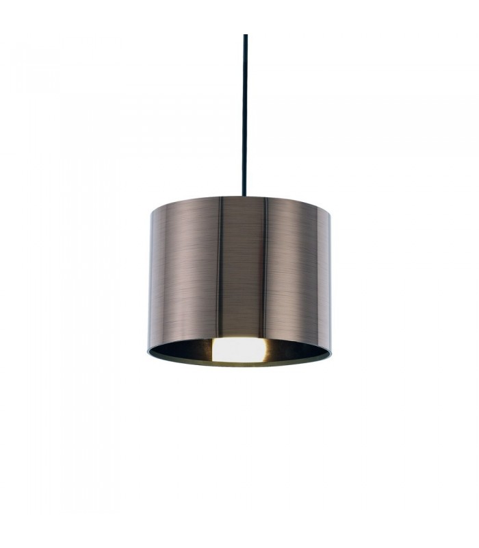 Black Ceiling Pendant 1 Light E27 with 200 x 150mm Metallic Gun Metal Cylinder Shade, c, w Ceiling Bracket - 4