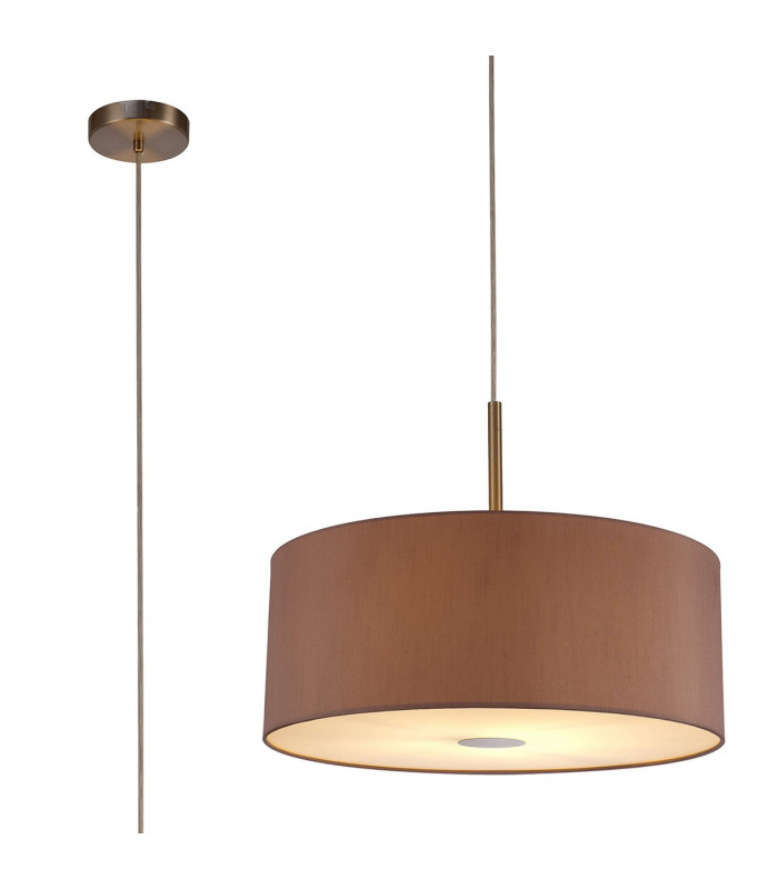 Baymont Satin Nickel E27 Single Pendant With 50cm Dual Faux Silk Shade Taupe/Halo Gold-1
