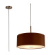 Baymont Satin Nickel E27 Single Pendant With 50cm Dual Faux Silk Shade Raw Cocoa/Grecian Bronze-1