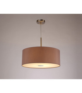 Baymont Satin Nickel E27 Single Pendant With 50cm Dual Faux Silk Shade Taupe/Halo Gold-2