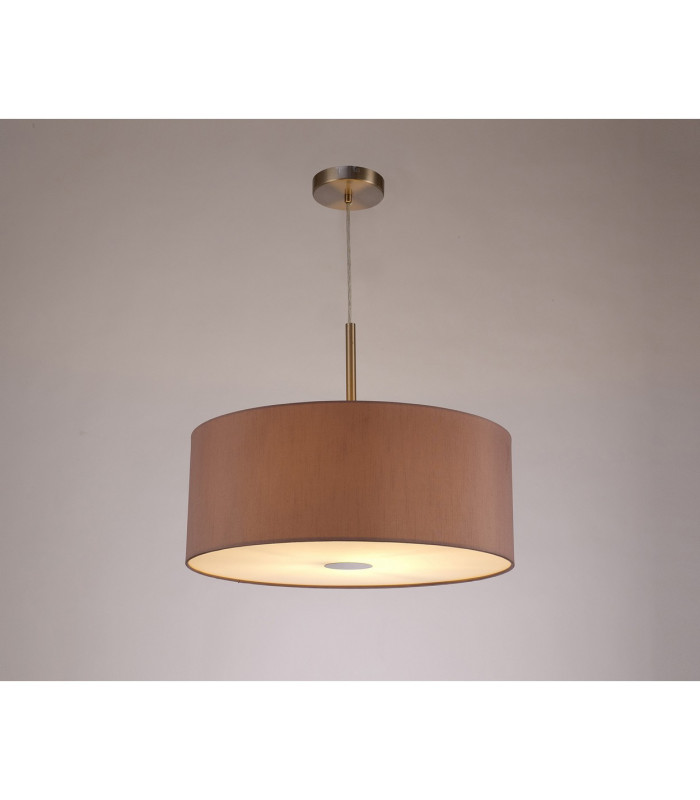 Baymont Satin Nickel E27 Single Pendant With 50cm Dual Faux Silk Shade Taupe/Halo Gold-2