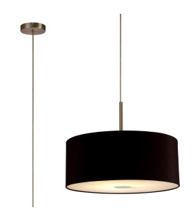 Baymont Satin Nickel E27 Single Pendant With 50cm Dual Faux Silk Shade Black/Green Olive-1