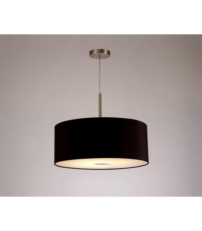 Baymont Satin Nickel E27 Single Pendant With 50cm Dual Faux Silk Shade Black/Green Olive-2