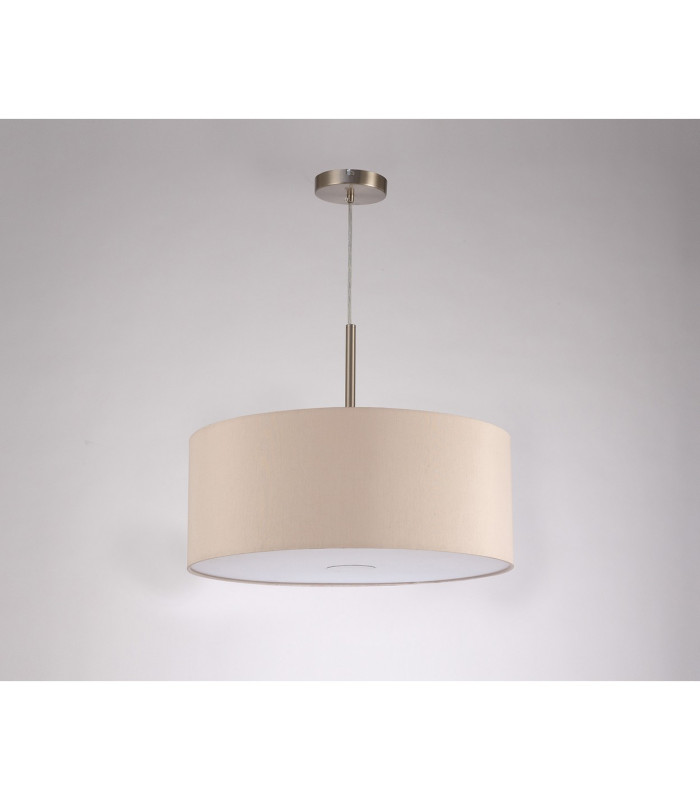 Baymont Satin Nickel E27 Single Pendant With 50cm Dual Faux Silk Shade Nude Beige/Moonlight-14