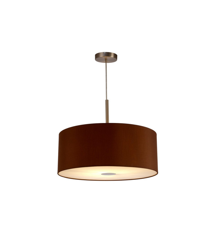 Baymont Satin Nickel E27 Single Pendant With 50cm Dual Faux Silk Shade Raw Cocoa/Grecian Bronze-4
