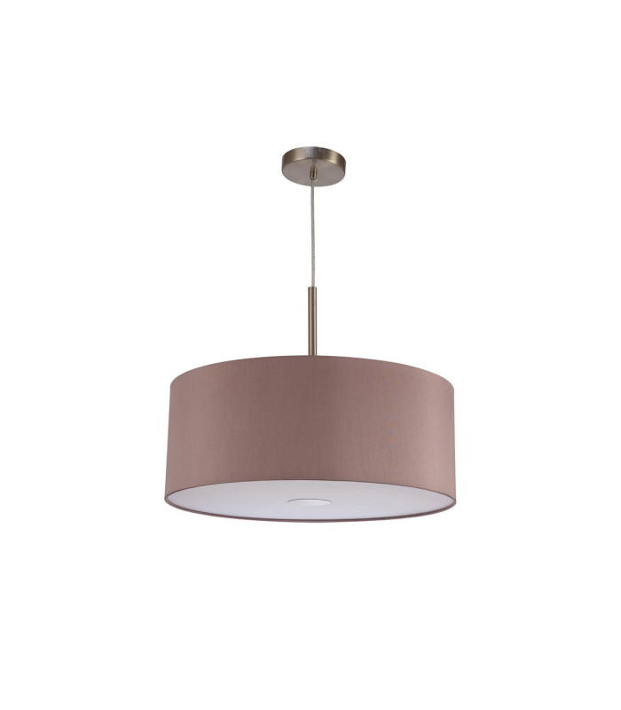Baymont Satin Nickel E27 Single Pendant With 50cm Dual Faux Silk Shade Taupe/Halo Gold-5