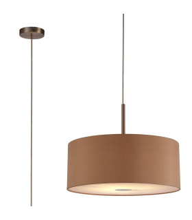 Baymont Satin Nickel E27 Single Pendant With 50cm Dual Faux Silk Shade Antique Gold/Ruby-1