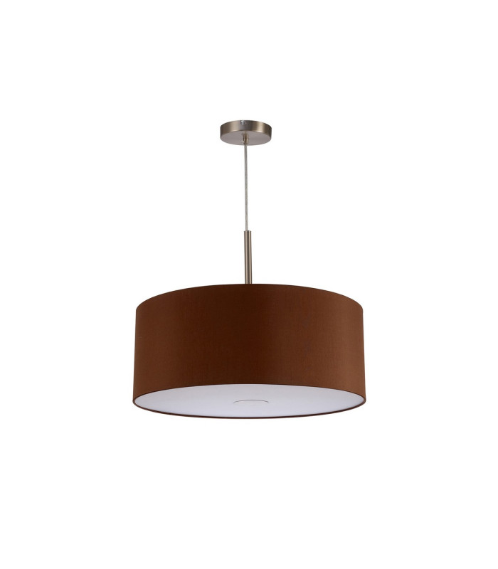 Baymont Satin Nickel E27 Single Pendant With 50cm Dual Faux Silk Shade Raw Cocoa/Grecian Bronze-5