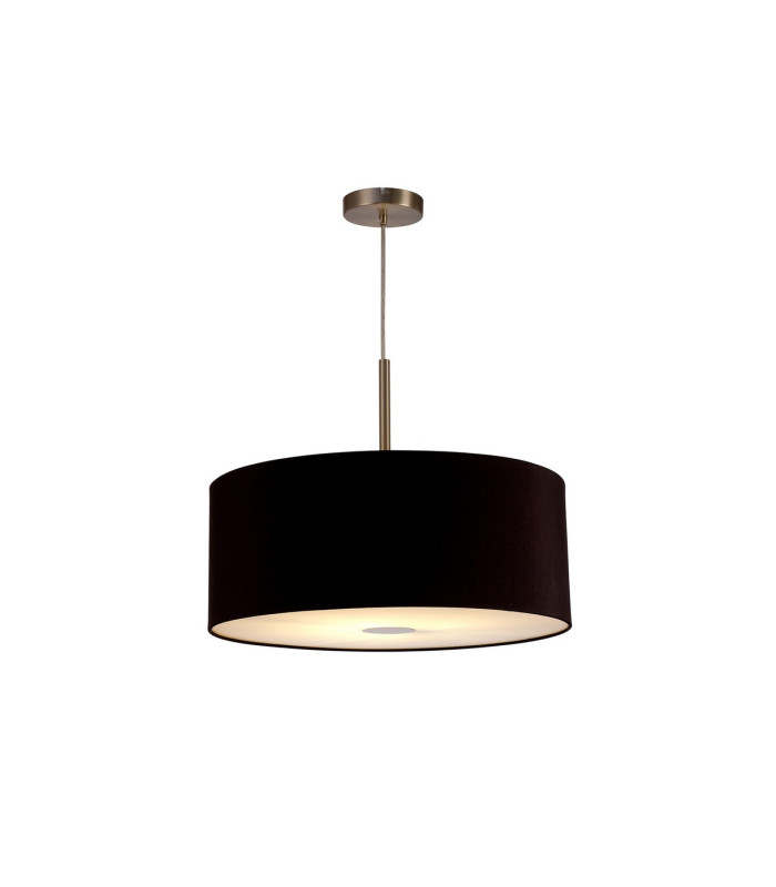 Baymont Satin Nickel E27 Single Pendant With 50cm Dual Faux Silk Shade Black/Green Olive-4