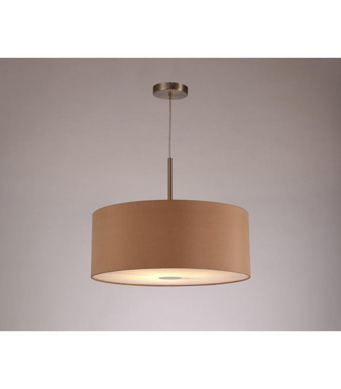 Baymont Satin Nickel E27 Single Pendant With 50cm Dual Faux Silk Shade Antique Gold/Ruby-2