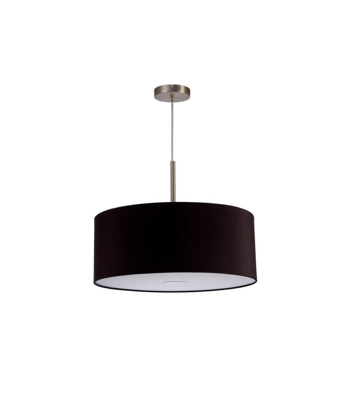 Baymont Satin Nickel E27 Single Pendant With 50cm Dual Faux Silk Shade Black/Green Olive-5