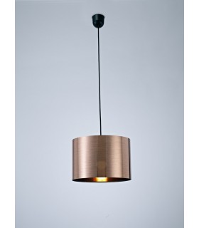Black Ceiling Pendant 1 Light E27 with 300 x 200mm Metallic Copper Cylinder Shade, c, w Ceiling Bracket - 2