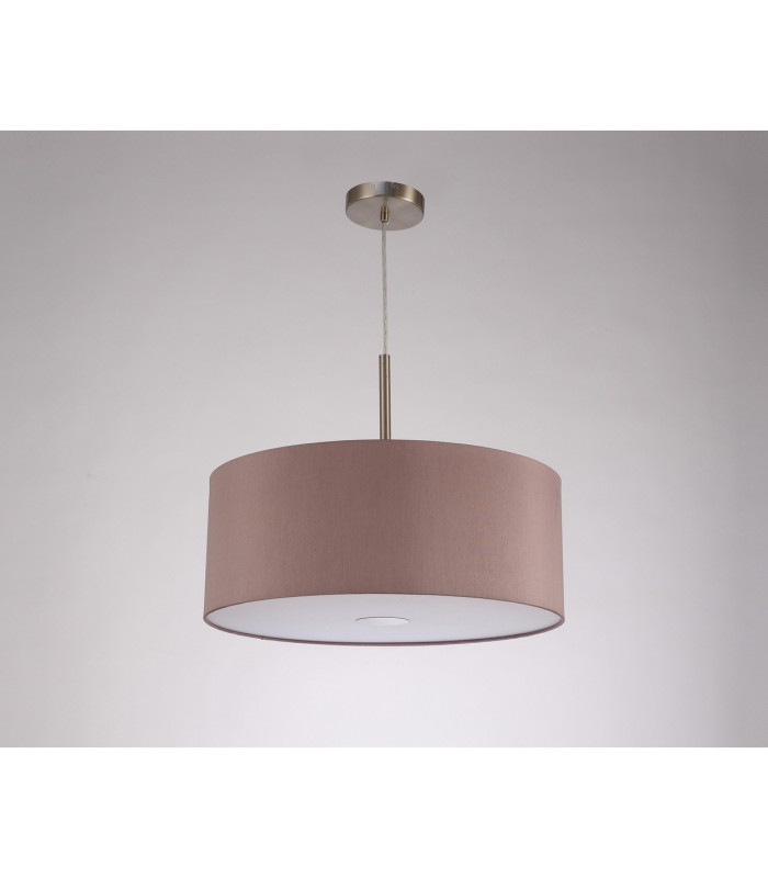 Baymont Satin Nickel E27 Single Pendant With 50cm Dual Faux Silk Shade Taupe/Halo Gold-14