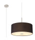 Baymont Satin Nickel E27 Single Pendant With 50cm Faux Silk Shade Black/White Laminate-1