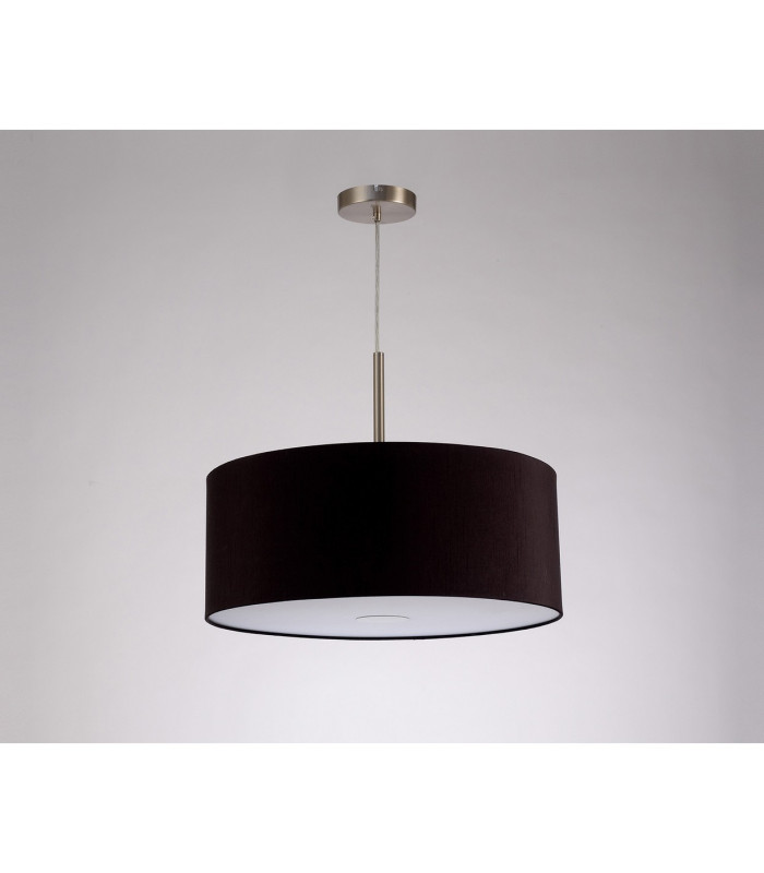 Baymont Satin Nickel E27 Single Pendant With 50cm Dual Faux Silk Shade Black/Green Olive-14