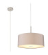 Baymont Satin Nickel E27 Single Pendant With 50cm Faux Silk Shade Grey/White Laminate-1
