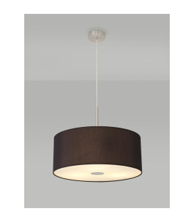 Baymont Satin Nickel E27 Single Pendant With 50cm Faux Silk Shade Black/White Laminate-2