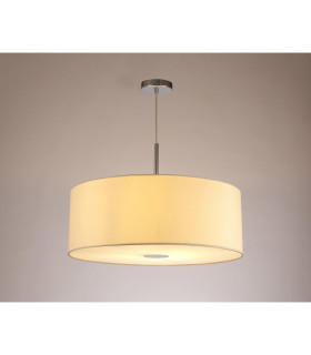 Baymont Polished Chrome E27 Single Pendant With 60cm x 22cm Faux Silk Shade Ivory Pearl/White Laminate-2
