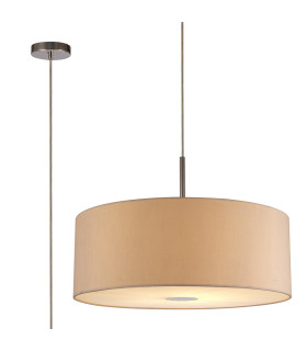 Baymont Polished Chrome E27 Single Pendant With 60cm x 22cm Dual Faux Silk Shade Nude Beige/Moonlight-1