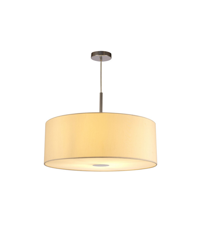 Baymont Polished Chrome E27 Single Pendant With 60cm x 22cm Faux Silk Shade Ivory Pearl/White Laminate-4
