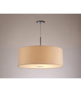 Baymont Polished Chrome E27 Single Pendant With 60cm x 22cm Dual Faux Silk Shade Nude Beige/Moonlight-2