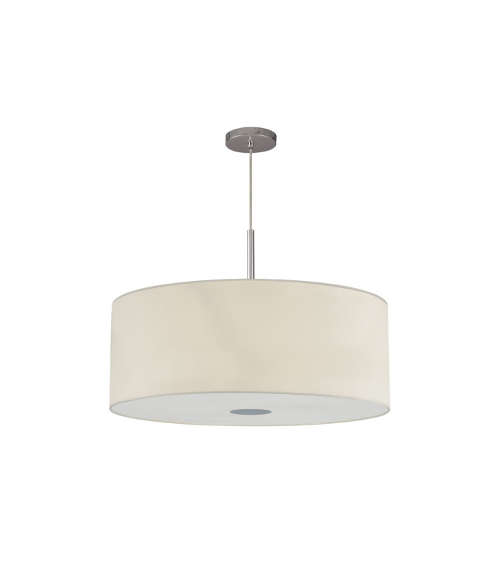 Baymont Polished Chrome E27 Single Pendant With 60cm x 22cm Faux Silk Shade Ivory Pearl/White Laminate-5