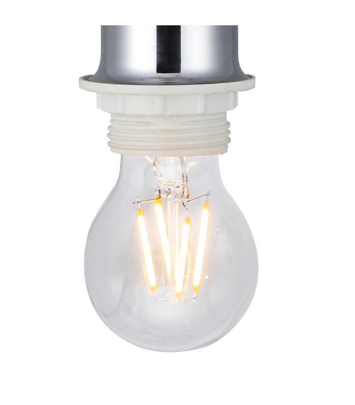Baymont Polished Chrome E27 Single Pendant With 60cm x 22cm Faux Silk Shade Ivory Pearl/White Laminate-6