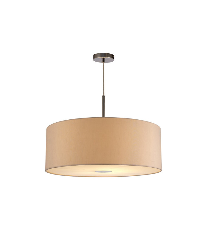 Baymont Polished Chrome E27 Single Pendant With 60cm x 22cm Dual Faux Silk Shade Nude Beige/Moonlight-4