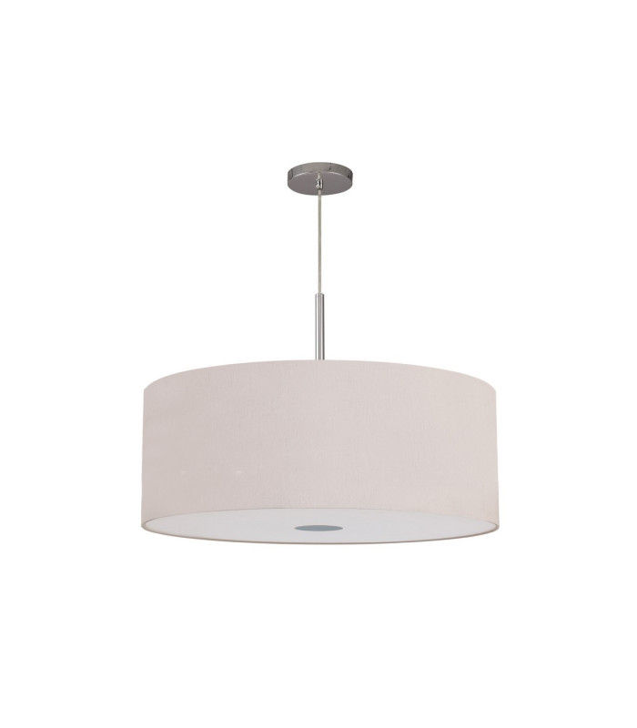 Baymont Polished Chrome E27 Single Pendant With 60cm x 22cm Dual Faux Silk Shade Nude Beige/Moonlight-5