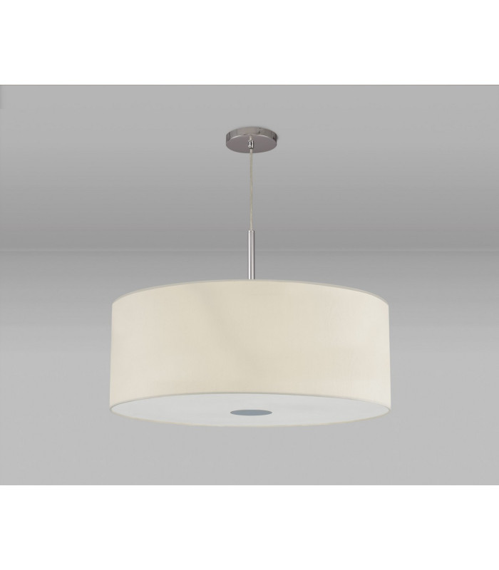 Baymont Polished Chrome E27 Single Pendant With 60cm x 22cm Faux Silk Shade Ivory Pearl/White Laminate-14