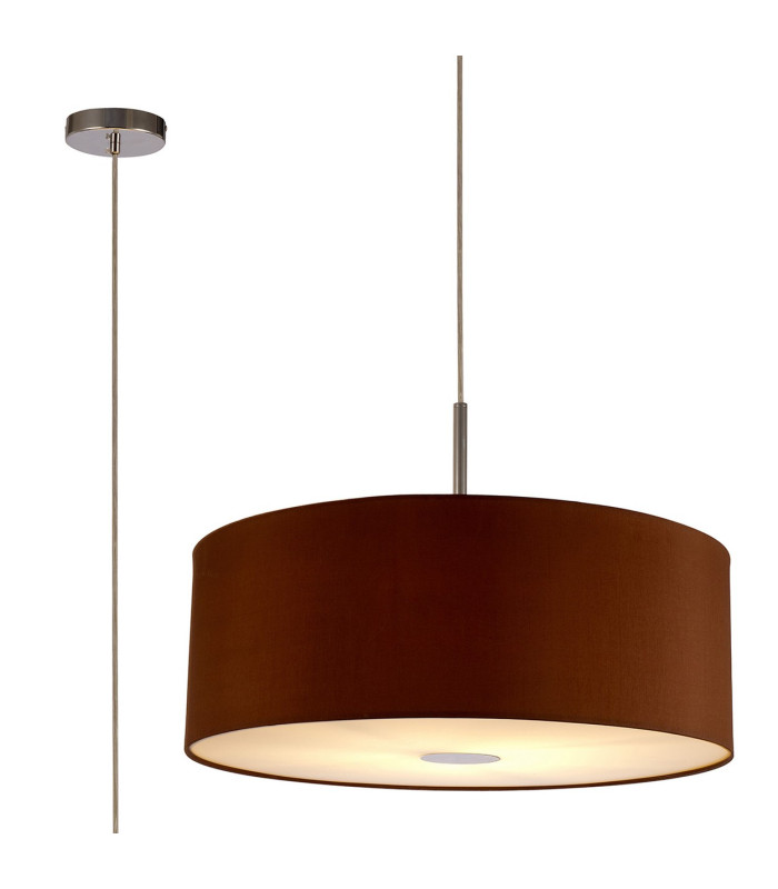 Baymont Polished Chrome E27 Single Pendant With 60cm x 22cm Dual Faux Silk Shade Raw Cocoa/Grecian Bronze-1