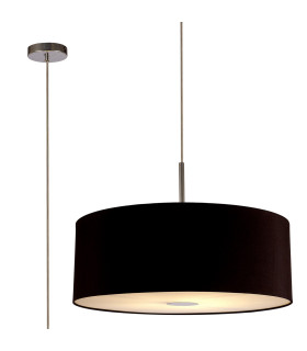 Baymont Polished Chrome E27 Single Pendant With 60cm x 22cm Dual Faux Silk Shade Black/Green Olive-1