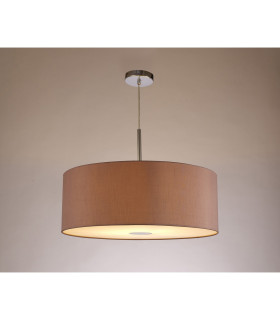 Baymont Polished Chrome E27 Single Pendant With 60cm x 22cm Dual Faux Silk Shade Taupe/Halo Gold-2