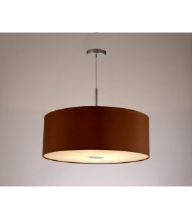 Baymont Polished Chrome E27 Single Pendant With 60cm x 22cm Dual Faux Silk Shade Raw Cocoa/Grecian Bronze-2