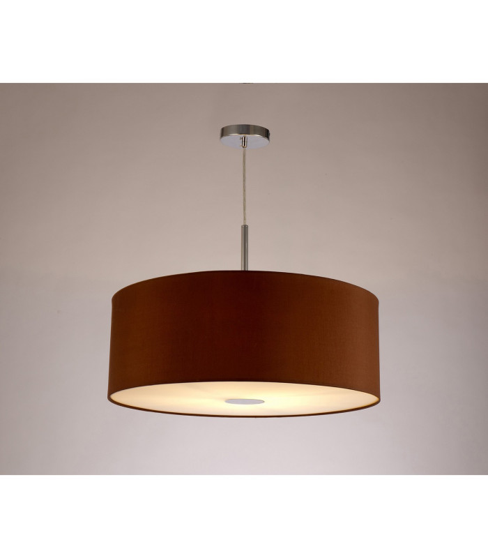 Baymont Polished Chrome E27 Single Pendant With 60cm x 22cm Dual Faux Silk Shade Raw Cocoa/Grecian Bronze-2