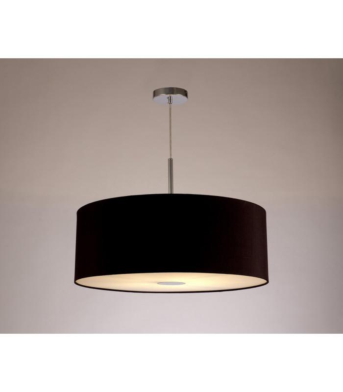 Baymont Polished Chrome E27 Single Pendant With 60cm x 22cm Dual Faux Silk Shade Black/Green Olive-2