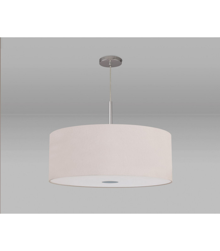 Baymont Polished Chrome E27 Single Pendant With 60cm x 22cm Dual Faux Silk Shade Nude Beige/Moonlight-14