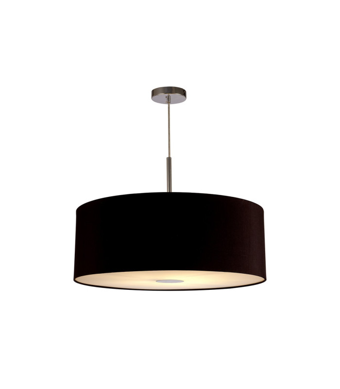 Baymont Polished Chrome E27 Single Pendant With 60cm x 22cm Dual Faux Silk Shade Black/Green Olive-4